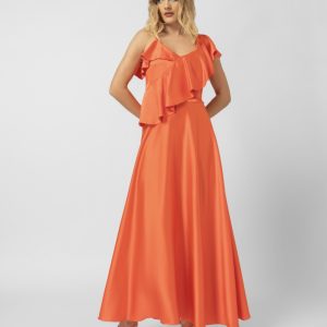 floral satin παντελοόνι-silky long skirt sourloulou