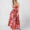 floral saten midi dress sourloulou