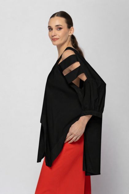 ΜΠΛΟΥΖΑ ΜΕ  CUT-OUT ΩΜΟΥΣ ΜΑΥΡΗ